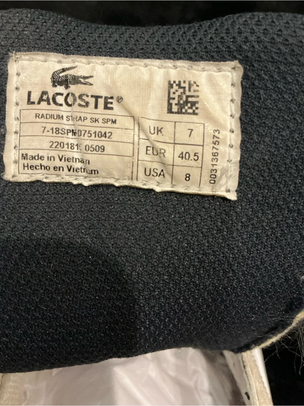 Lacoste Men's White Leather Slip-On Radium Strap Sneakers with Navy Trim